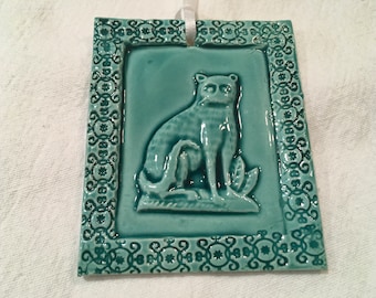 Turquoise Cat Tile