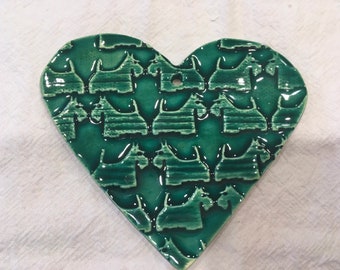 Green Scottie Heart Tile