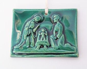 Green Nativity Christmas ornament