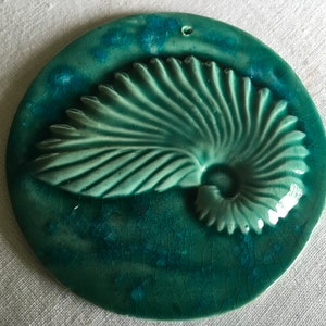 Large round Nautilus with Beach glass image 1