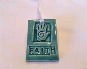 Turquoise  Hamsa Hand Faith Tile