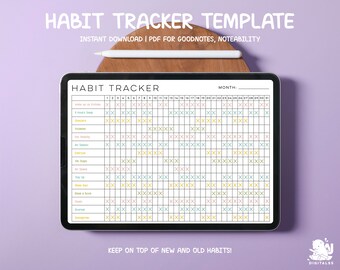 Habit Digital Tracker | Goodnotes Template | Digital Planner | Daily Habit Planner | iPad Planner | Digital Journal Pdf | Notability