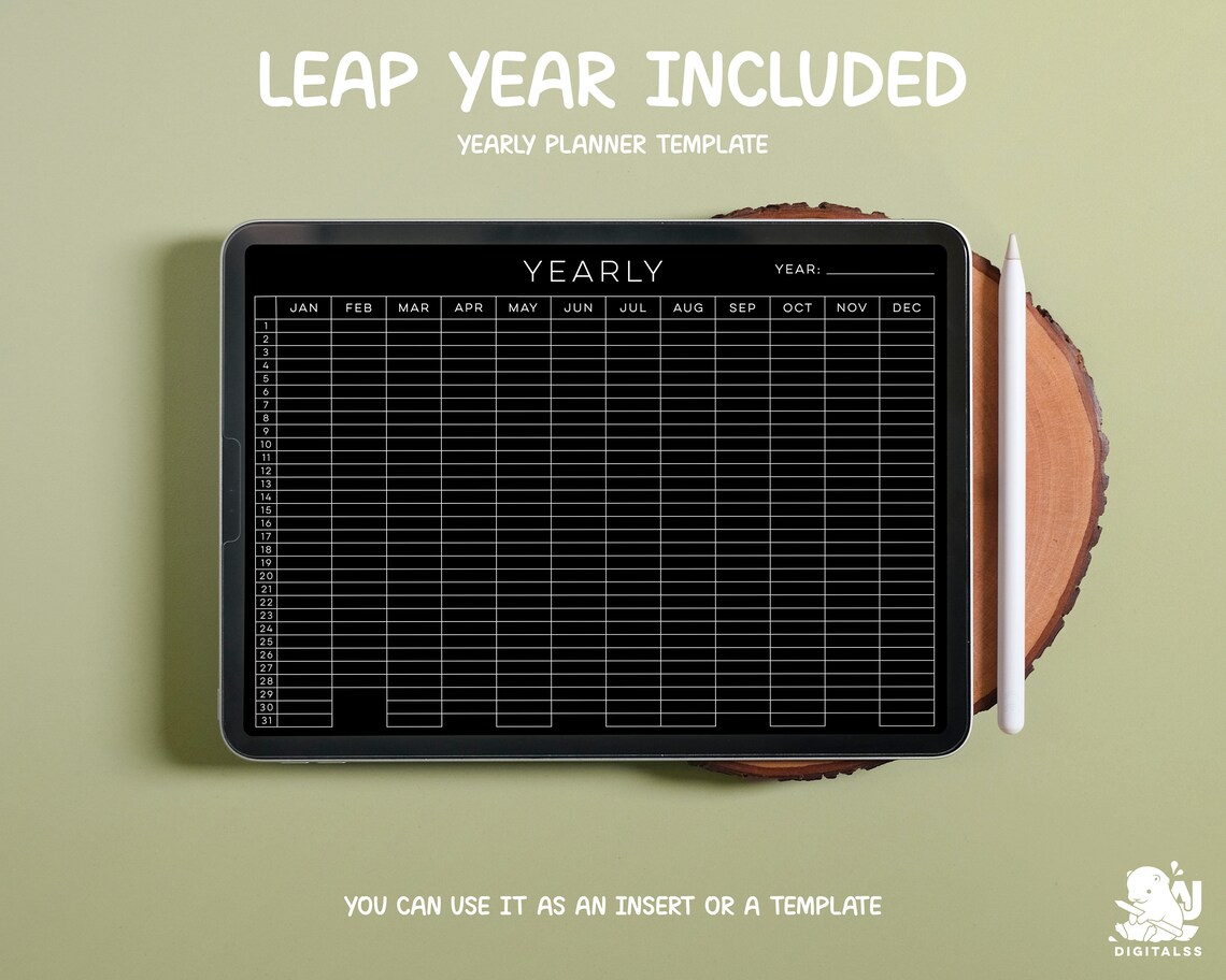 Yearly Digital Planner | Goodnotes Template | Undated Yearly Planner ...
