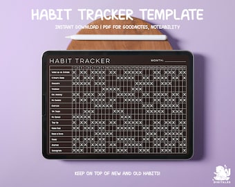 Habit Digital Tracker | Goodnotes Template | Digital Planner | Daily Habit Planner | iPad Planner | Digital Journal Pdf | Neutral Tracker