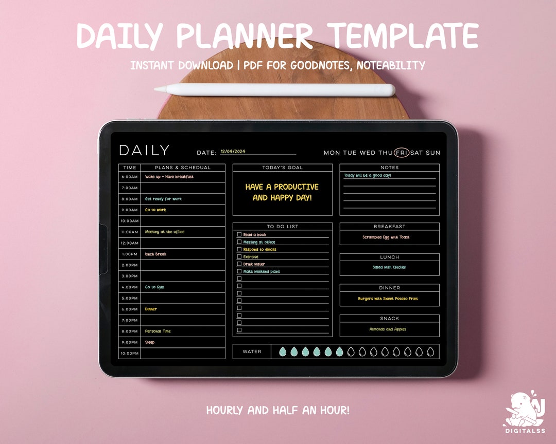 Daily Digital Planner | Goodnotes Template | Undated Daily Planner ...