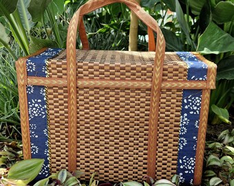 Süße Strandtasche | Einkaufstasche Rattan | Zusammenklappbare, leicht zu verstauende Tasche | Geschenk für Mutter Großmutter | Tragbarer Korb aus Rattangeflecht mit Deckel