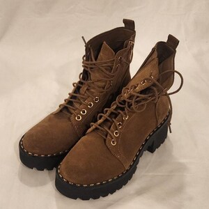 Vince Camuto Dark Brown Leather Lace-Up Combat Boot with Metal Hardware Vince Camuto Men main image 3