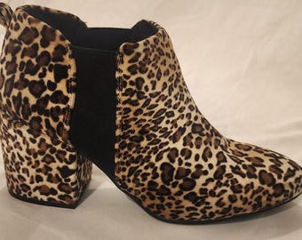 Qupid Leopard Print Ankle Boots Size 10 Slightly Used