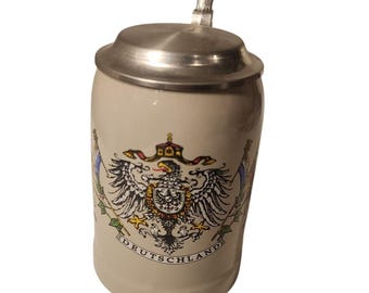 Jarra de cerveza GERZ Alemania – Deutschland Eagle – Tapa de zinc 95% – Vintage