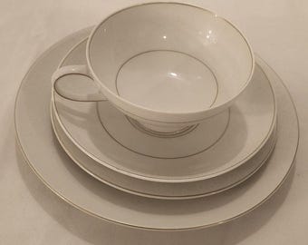 Rosenthal Selb‑Bavaria Aida White Velvet 4‑Piece Setting, Salad Bread Saucer Cup