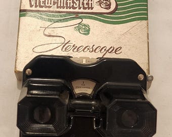 View-Master Sawyer's Modelo C de baquelita, año 1954, carrete Wisconsin, caja original.