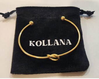 Pulsera de nudo KOLLANA chapada en oro de 14 quilates – Brazalete minimalista NUEVO