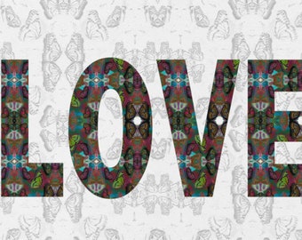 LOVE Mouse Pad, Love Mat, Computer Desk Accessory, Monarch Butterfly Font, Love Graphic Print Mouse Pad, Polyester Mat, Teacher Gift