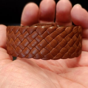 WIDE Braided Leather Bracelet, Men's Women's Woven Leather Wrist Band, SARA Snap Cuff Bracelet, Surfer Urban Cuff, Black Brwn White Bracelet
