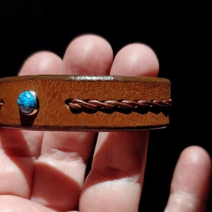Pulsera de cuero turquesa, pulsera trenzada de cuero; para hombre y mujer, marrón tabaco y negro, joyería turquesa estilo nativo americano, REYES