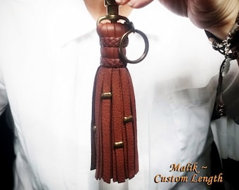Leather Tassel Keychain, Purse Charm, Leather Flogger, Fringe Belt Clip, optional Key Ring & Beads, Home Accessory, Housewarming Gift, MALIK