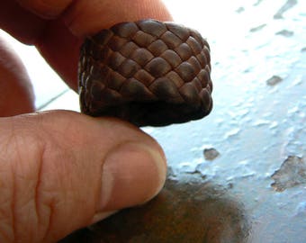 Leather Ring, Men's Women's Braided Woven Band, No Metal, All Sizes & Colors, Couples Leather Anniversary Gift, Boho Wedding, KAMA