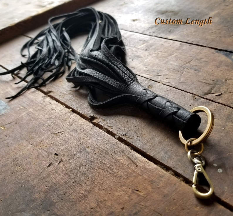 Fringe Key Chain, Leather Tassel Key Ring, Tassel Bag Charm, Fringe Purse Charm, Belt Clip Leather Flogger, Silver Brass Beaded Flogger NALA image 1