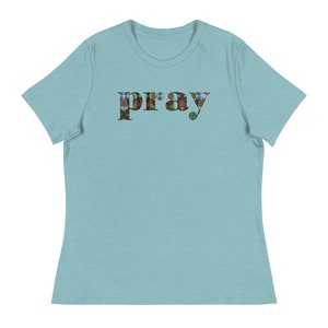 PRAY T-shirt, Butterfly Font Pray Tee, Womens Graphic T-Shirt, Pray Christian Top, Short Sleeve Cotton Tee, Gift for Her, Religious Gifts image 5