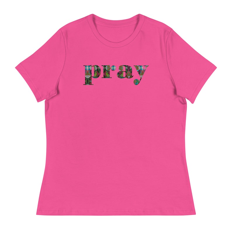 PRAY T-shirt, Butterfly Font Pray Tee, Womens Graphic T-Shirt, Pray Christian Top, Short Sleeve Cotton Tee, Gift for Her, Religious Gifts image 4