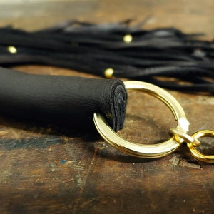 Fringe Key Chain, Leather Tassel Key Ring, Tassel Bag Charm, Fringe Purse Charm, Belt Clip Leather Flogger, Silver Brass Beaded Flogger NALA image 7