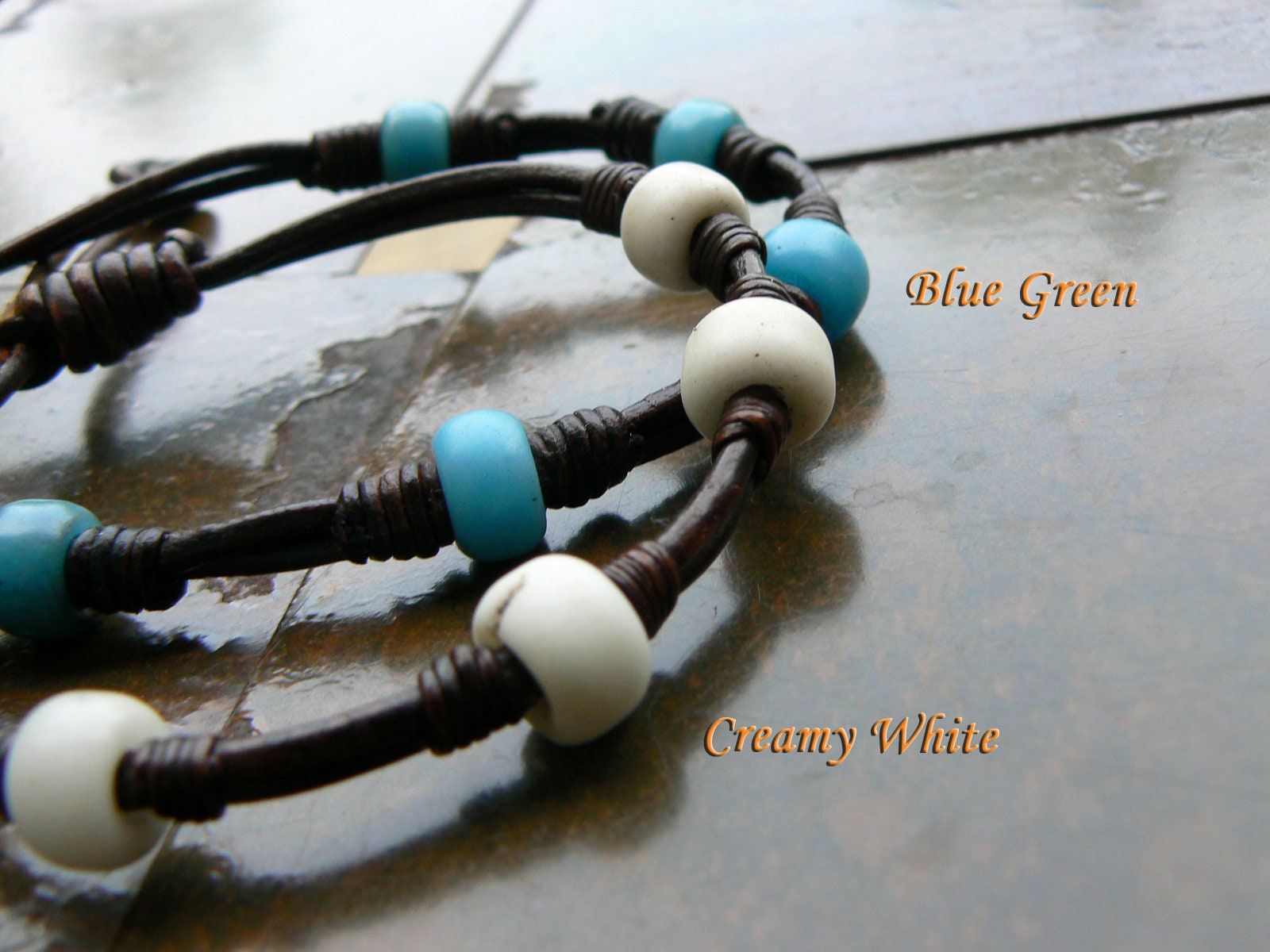 ●tow tow archive● Feverfew Leather Bead Bracelet Black TBH BFF Morse Code Bracelet – GTHIC