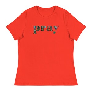 PRAY T-shirt, Butterfly Font Pray Tee, Womens Graphic T-Shirt, Pray Christian Top, Short Sleeve Cotton Tee, Gift for Her, Religious Gifts image 3