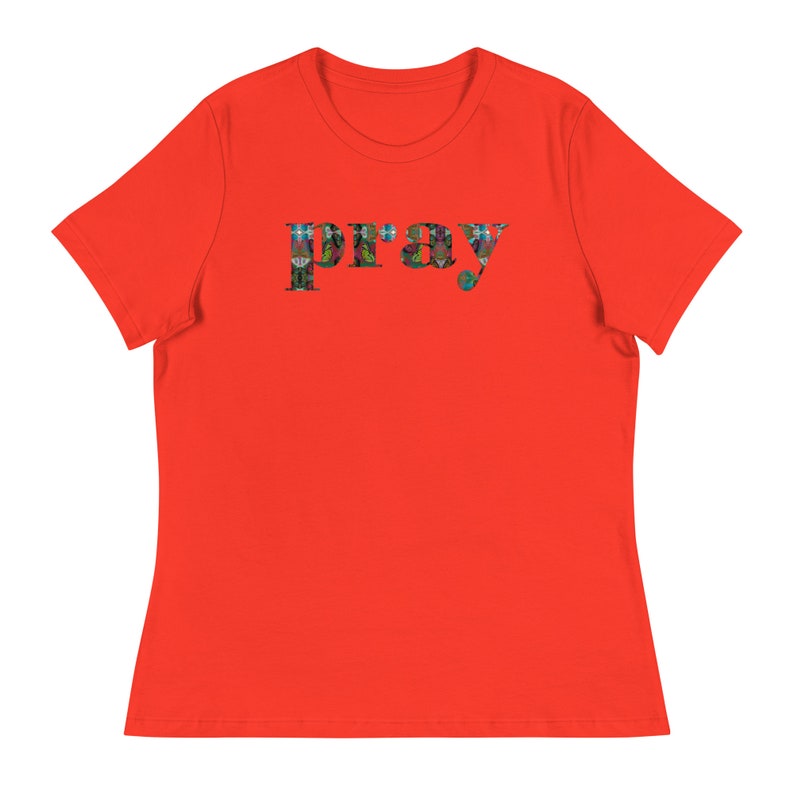 PRAY T-shirt, Butterfly Font Pray Tee, Womens Graphic T-Shirt, Pray Christian Top, Short Sleeve Cotton Tee, Gift for Her, Religious Gifts image 3