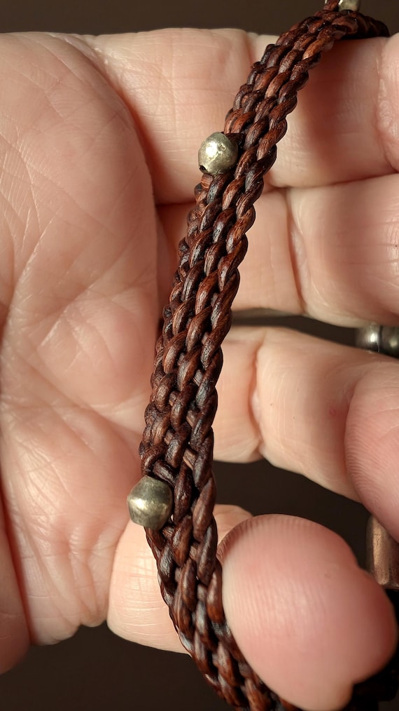 Hand Braided Leather Cord Bracelet (black, brown or white), Beads or No Beads (silver, copper, brass), Lobster Clasp & Feather Charm, YUKI