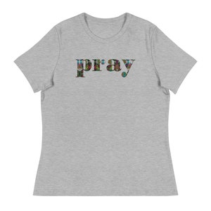 PRAY T-shirt, Butterfly Font Pray Tee, Womens Graphic T-Shirt, Pray Christian Top, Short Sleeve Cotton Tee, Gift for Her, Religious Gifts image 6