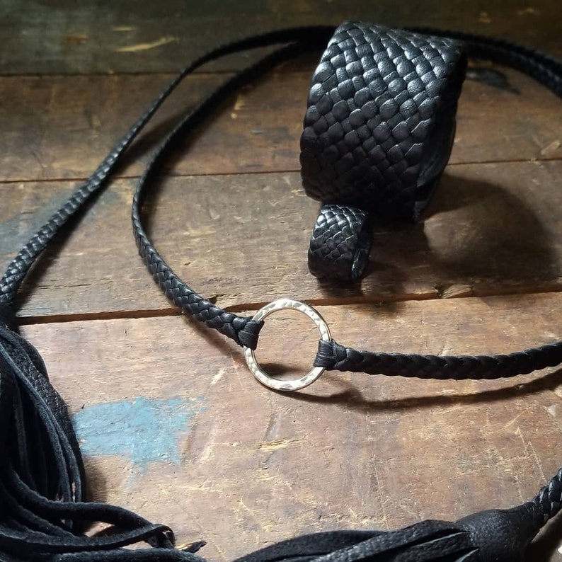 Braided Leather Cuff Bracelet, Men's Women's Wide Woven Wrist Band, Black Brown Deerskin Leather Snap Cuff, Tribal Leather Jewelry, SHANI zdjęcie 1