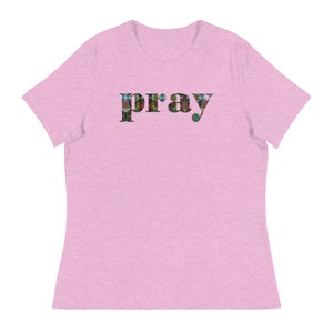 PRAY T-shirt, Butterfly Font Pray Tee, Womens Graphic T-Shirt, Pray Christian Top, Short Sleeve Cotton Tee, Gift for Her, Religious Gifts image 7