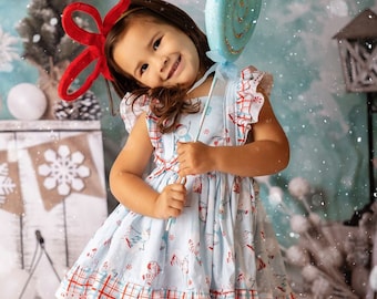Girls Christmas Dress, Girls Snowman Dress, Girls Winter Dress, Snowman Dress, Peppermint Dress, Cute Girls Dress, Snowman Party,