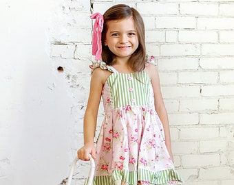 Girls Easter Dress, Girls Spring Dress, Girls Floral Dress, Flower Girl Dress, Girls Spring Flower Dress, Pretty Dress, Tea Party Dress,