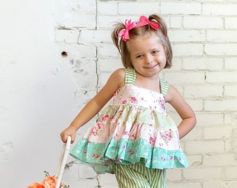 Girls Easter Outfit, Girls Spring Outfit, Girls Easter Set, Girls Floral Set, Girls Floral Outfit, Spring Photo Outfit