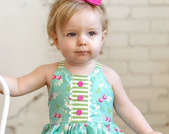 Baby Cherry Romper, Baby Easter Romper, Skirted Romper, Bubble Romper, Baby Dress, Baby Cherry Dress, Spring Romper