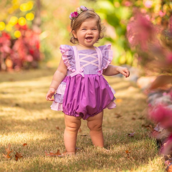 Girls Rapunzel Romper, Girls Rapunzel Outfit, Tangled Outfit, Baby Rapunzel Romper, Baby Tangled Romper, Birthday Romper