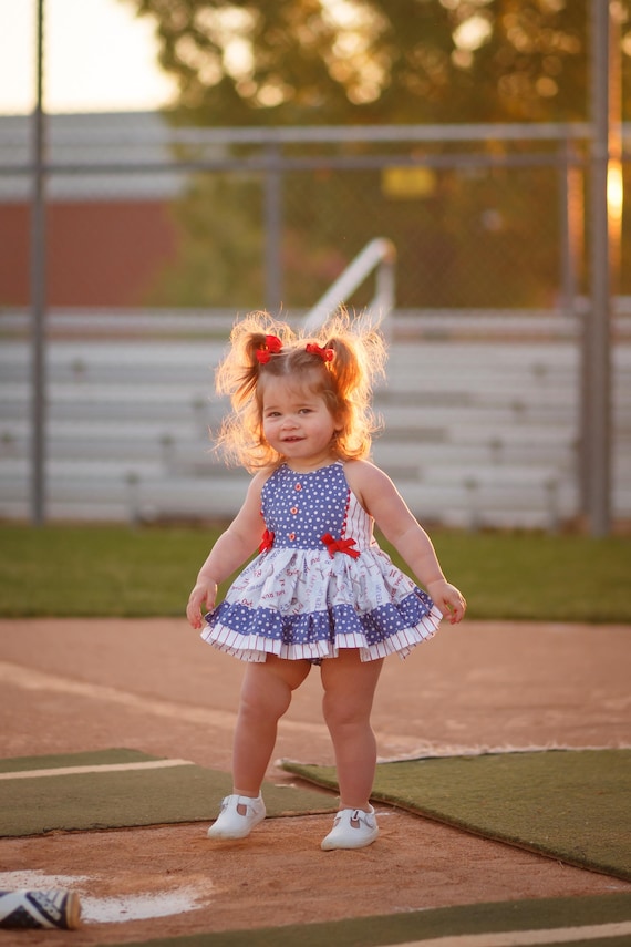 Girls Baseball Dress, Baby Baseball Dress, Baseball Dress, Tee Ball Dress,  Baseball Romper, Baby Romper, Girls Romper, Baseball Game - Etsy