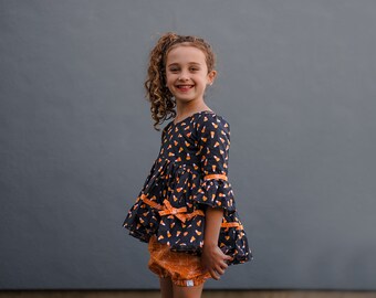 Conjunto de Halloween para meninas, Vestido de milho-doce para meninas, Blusa de milho-doce, Halloween para meninas, Traje fofo de milho-doce, Traje de milho-doce para bebê