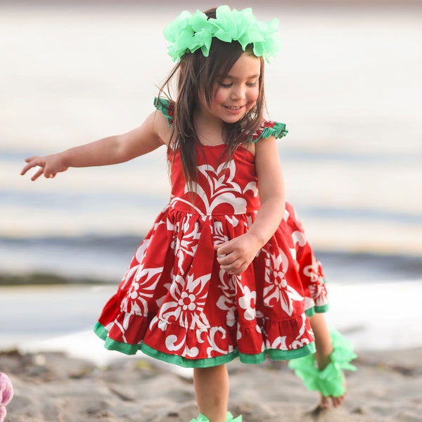 Girls Lilo Dress, Ohana Dress, Lilo Inspired Dress, Girls Polynesian Dress, Lilo and Stitch, Cute Lilo Dress