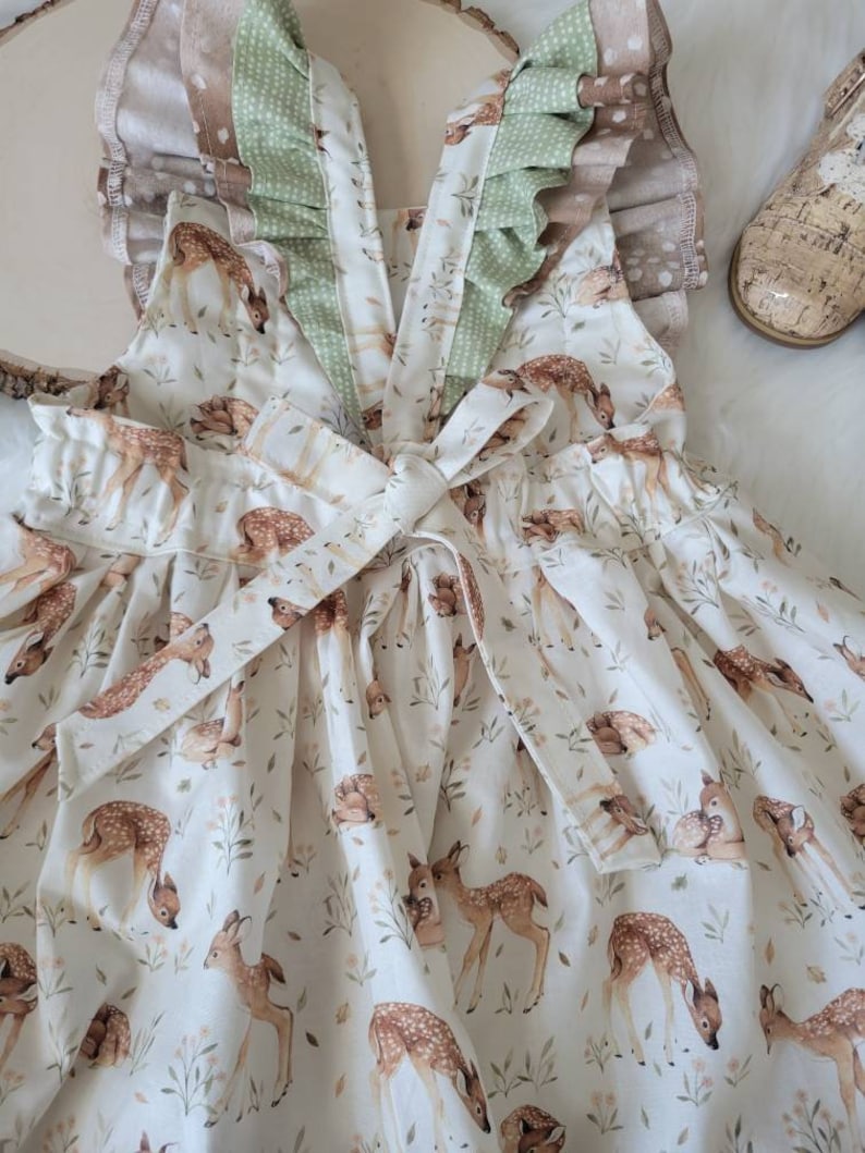 Deer Dress, Girls Deer Dress, Baby Deer Dress, One Deer ful, Birthday Dress, First Birthday Dress, Deer Dress, Party Dress, Baby Deer, Fawn image 3