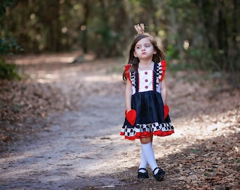 Queen of Hearts Dress, Red Queen Dress, Girls Queen of Hearts, Heart Dress, Alice Dress, Wonderland Dress, Birthday Party Dress, Party Dress