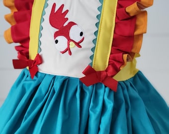 Vestido Hei Hei para meninas, Roupa Hei Hei para meninas, Vestido fofo, Vestido Moana, Hei Hei, Vestido de galinha, Vestido de lanche de barco