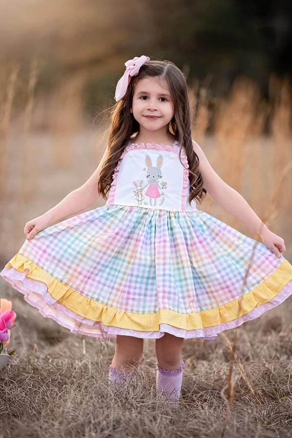 white christmas dresses Aura Poplin Dress in Blue Bunnies main image 0