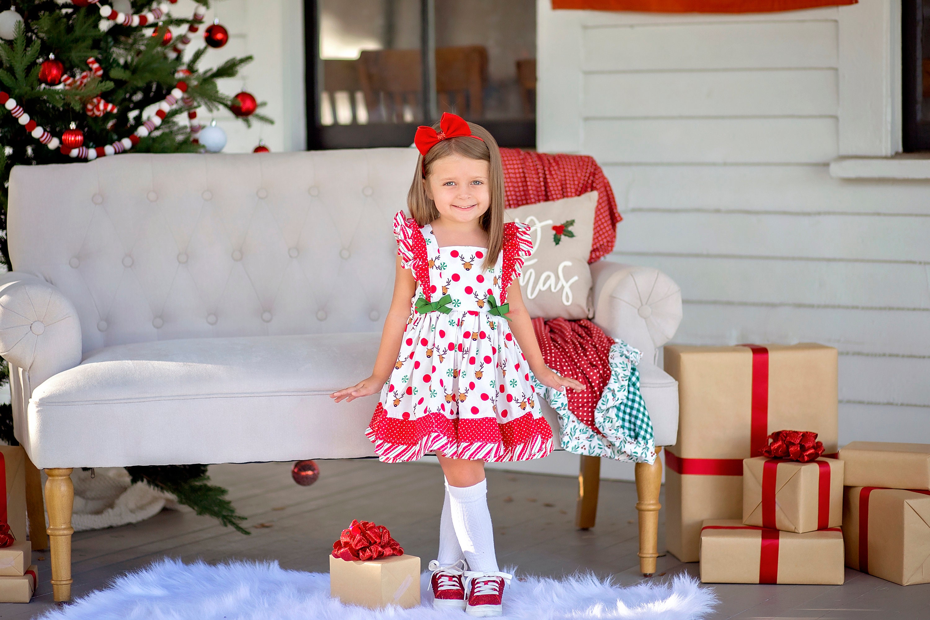 christmas dress reindeer WOYY Big Girls Christmas Dress Xmas Reindeer Sleeveless Tutu Dress with Headband Set
