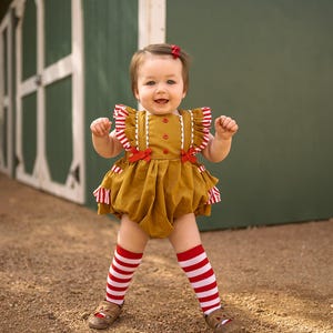 Girls Gingerbread Romper, Baby Gingerbread Romper, Baby Christmas Romper, Gingerbread Outfit, Baby Gingerbread Outfit