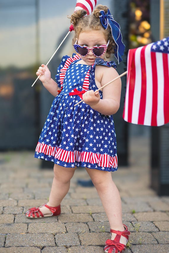 cute 4th of july dresses Girls' 4th of July Floral Twirl Dress