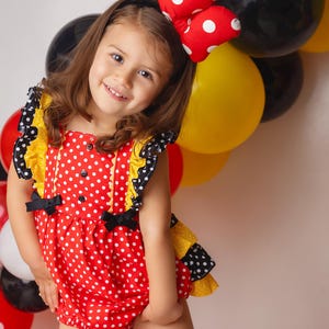 Baby Minnie Romper, Girls Minnie Romper, Mouse Romper, Oh Twodoodles, Birthday Romper, Party Romper, Baby Romper