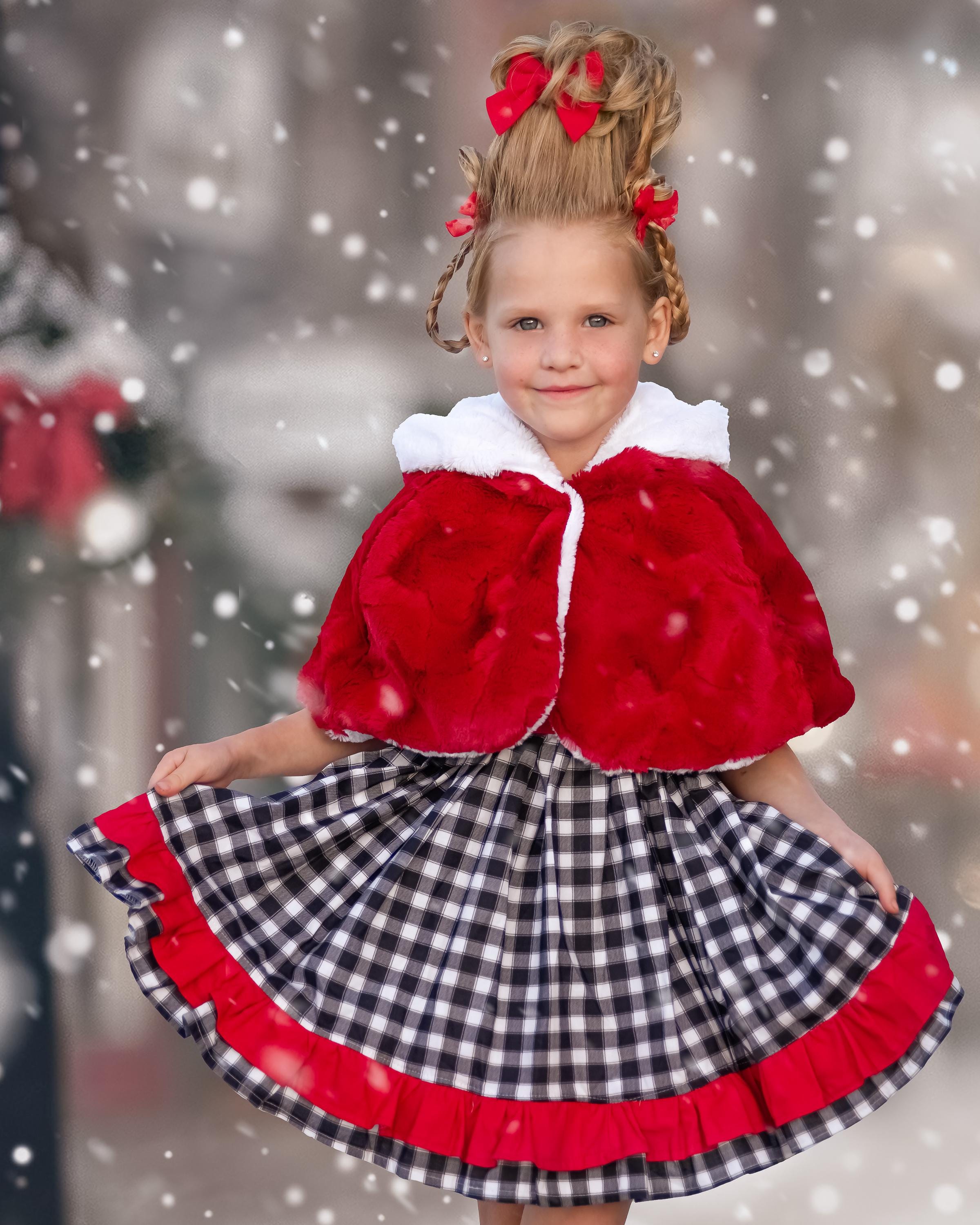 Girls Cindy Dress, Lou Who, Cindy Lou Who Dress, Cindy Inspired Dress,  Girls Christmas Dress, Girls Christmas Capelet, Cute Girls Dress - Etsy