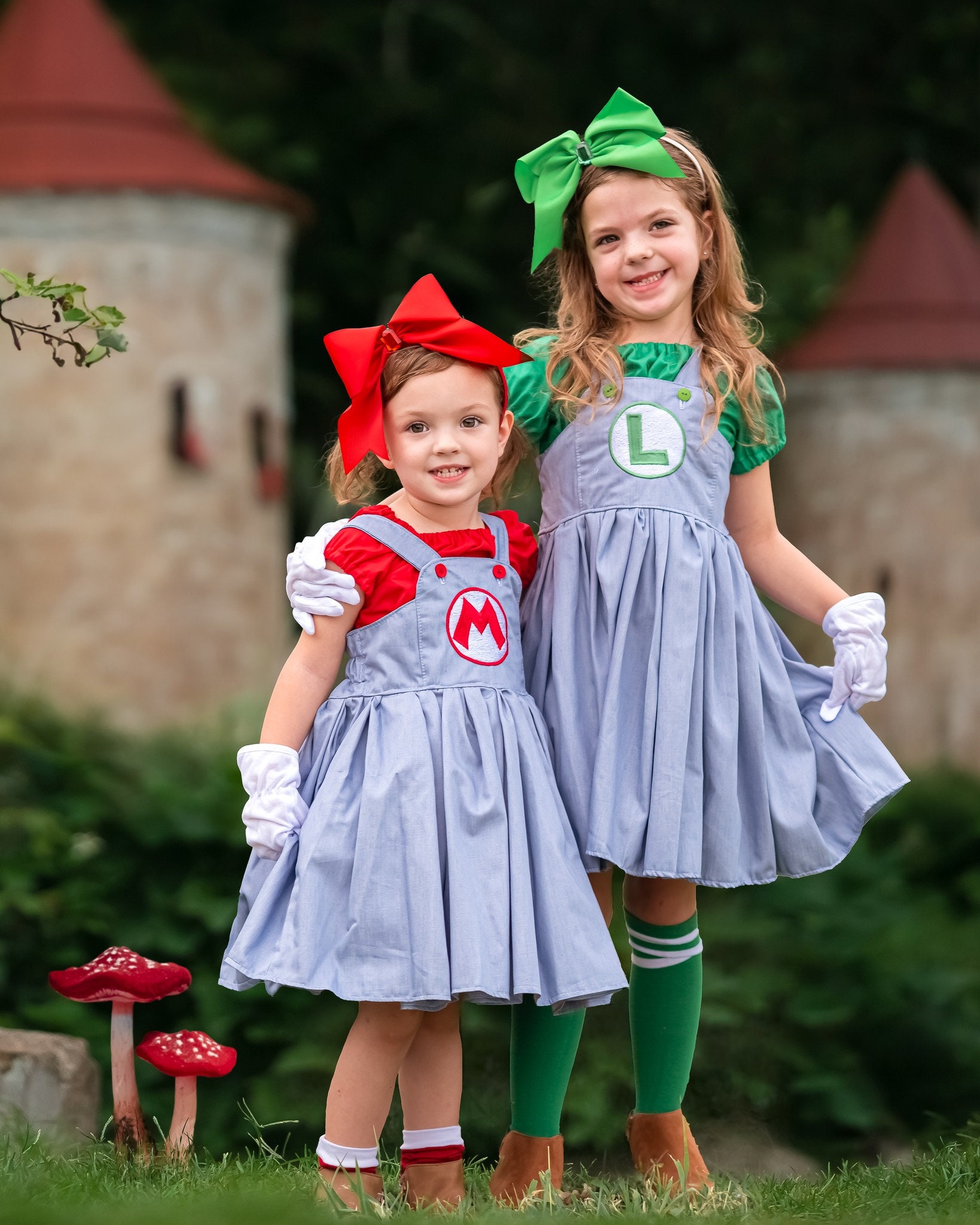 Girls Mario Costume Girls Luigi Costume Halloween Costume Baby Mario Costume Baby Luigi Costume Mario Dress Luigi Dress Mario Cosplay
